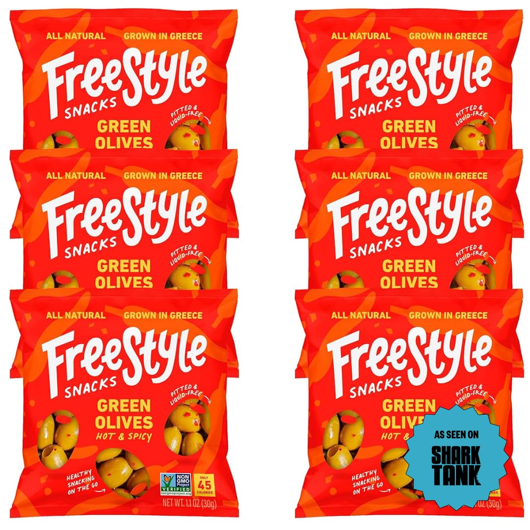 Freestyle Snacks olive pack in a single-serve pouch for mess-free on-the-go snacking