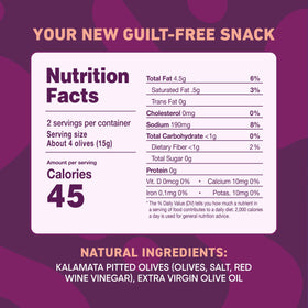 Freestyle Snacks lemon garlic olives in a pocket-sized pack, adding zest to meals.