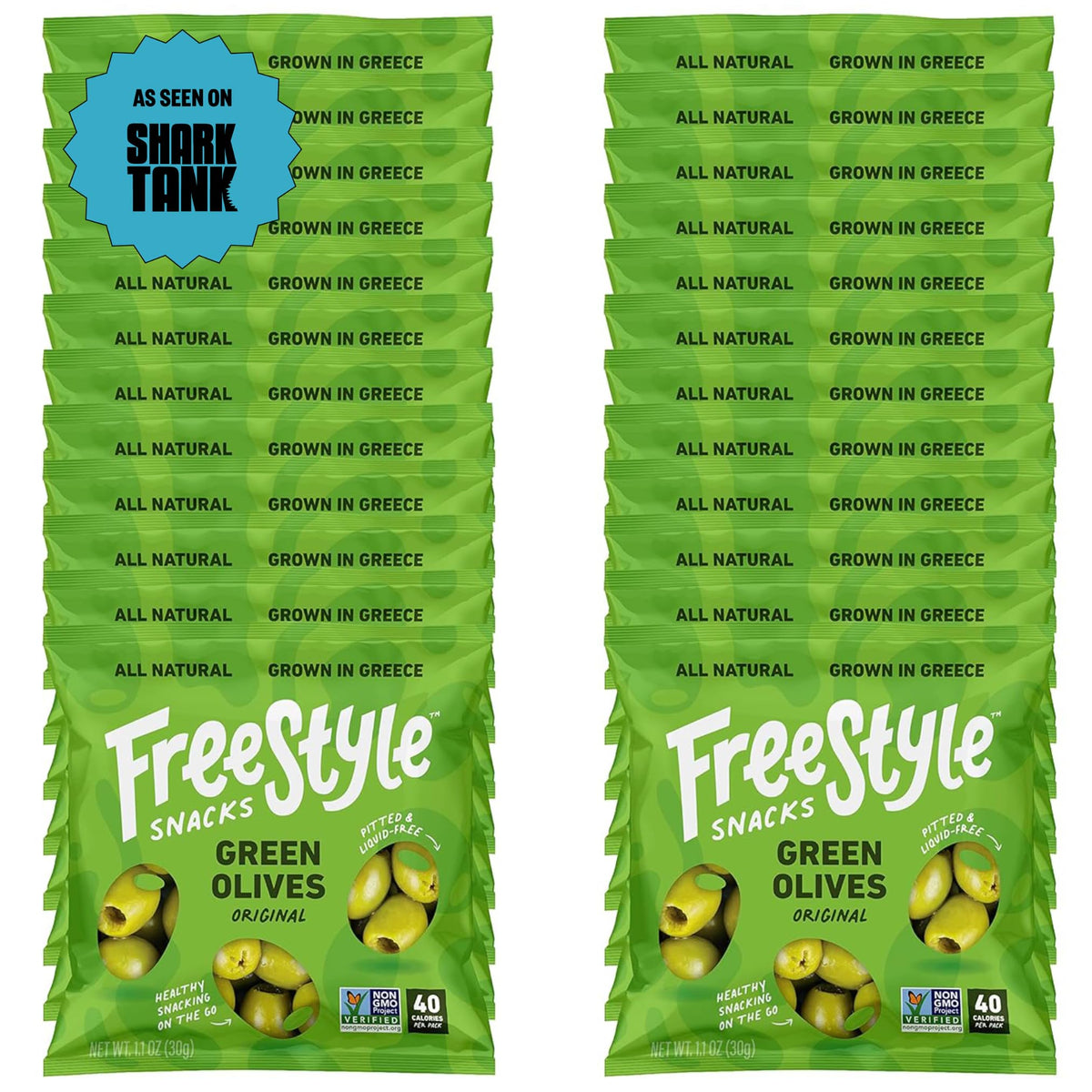 Freestyle Snacks olive snack pack in a single-serve pouch for on-the-go snacking