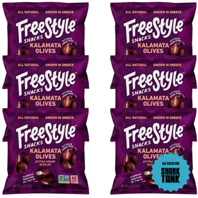 Freestyle Snacks olive snack packs in a mess-free pouch for on-the-go snacking.