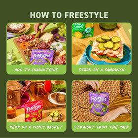 Freestyle Snacks inside pouch showcases ready-to-eat pickles for quick cravings.