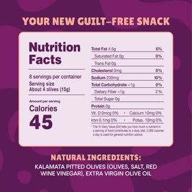 Freestyle Snacks simple ingredients: olives, EVOO, spices, clean label.