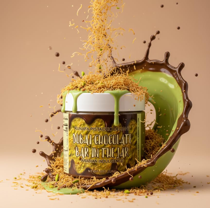 Freeze Munch Dubai Chocolate Jar premium packaging highlights upscale gifting appeal.