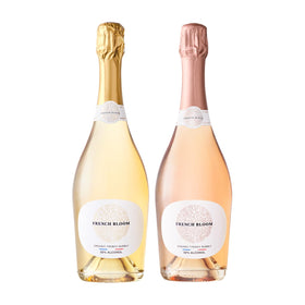 French Bloom Le Blanc bottle close-up, elegant and zero-alcohol luxury.