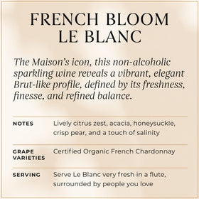Glass of French Bloom Le Blanc with bubbles, suggesting fresh pairing ideas.