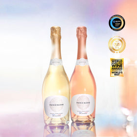 French Bloom Le Rosé bottle close-up, inviting celebrations with non-alcoholic sparkle.