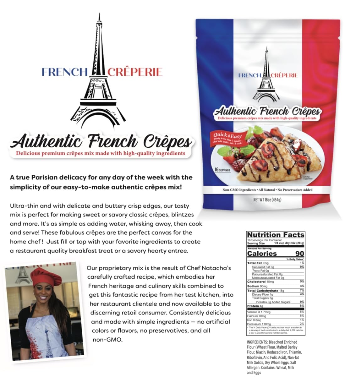 French Creperie crepe pan sizzling batter into thin, golden crepes.
