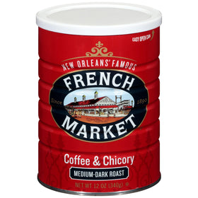 French Market Coffee and Chicory 12oz can pack with rich aroma and smooth finish.