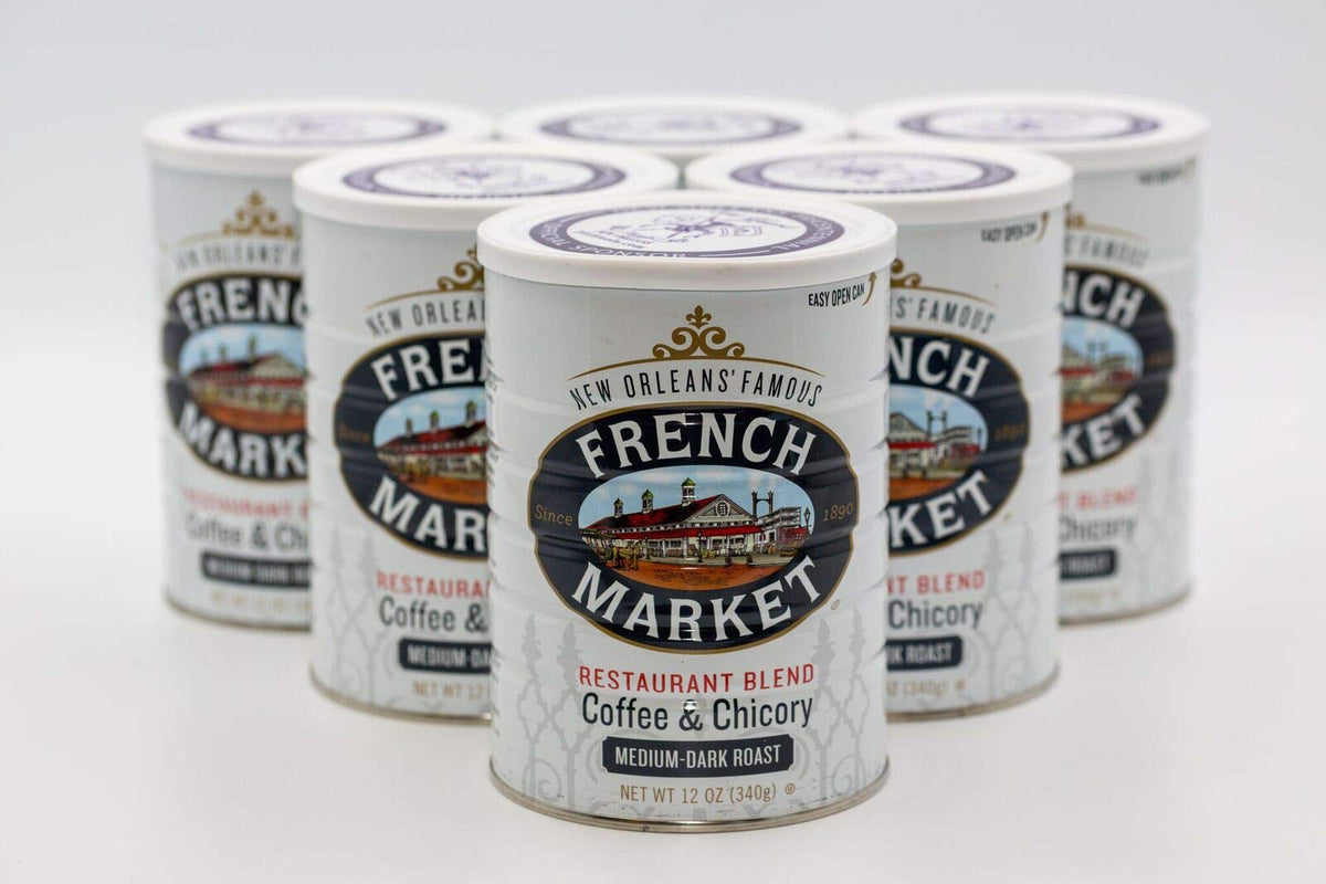 French Market chicory blend close-up, caramel notes for a smoother finish.