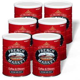 French Market Coffee & Chicory pack six cans for bold mornings.