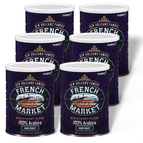 French Market Coffee restaurant blend in a dark roast can, ideal for bold service.
