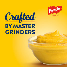 Dispensing-ready French's mustard bottle enables quick topping in busy service.