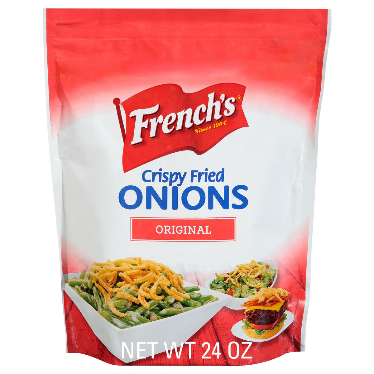 French's Original Crispy Fried Onions bag open for easy serving