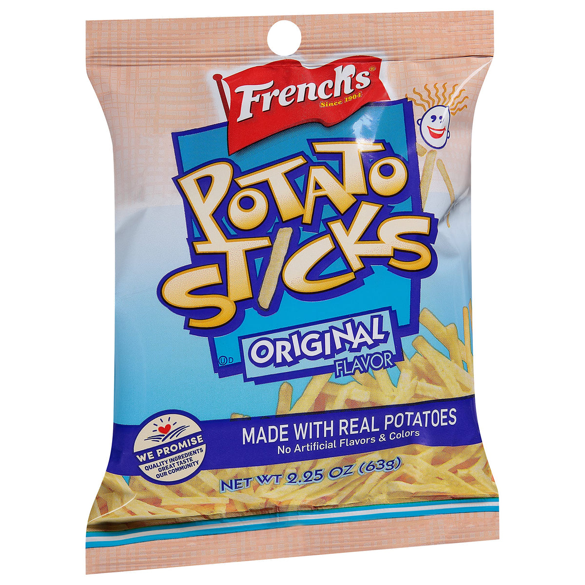 Close-up of French's Original Potato Sticks highlighting crisp texture