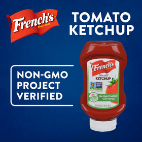 French's Tomato Ketchup 20 oz bottle in a table caddy for self-serve use.