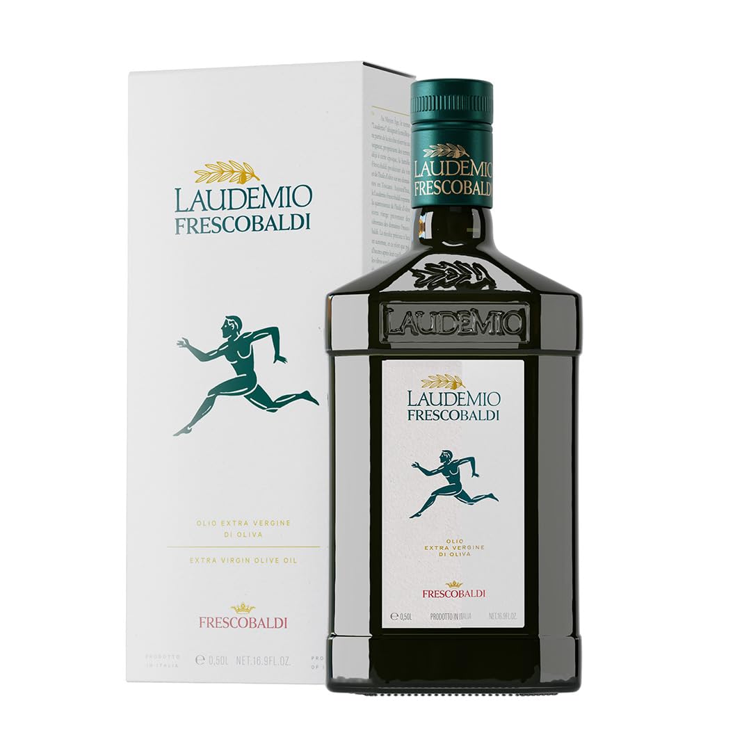Frescobaldi Laudemio olive oil bottle - premium Tuscan flavor for finishing dishes.