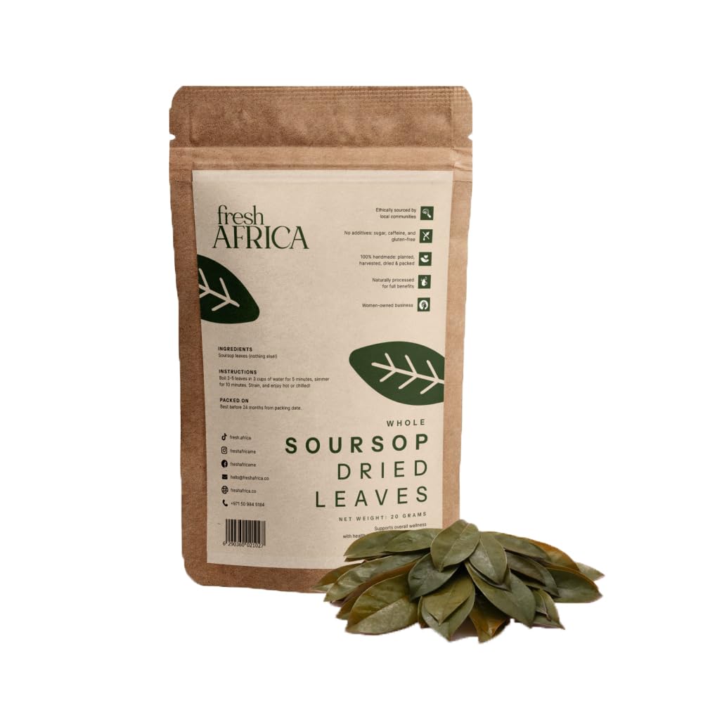 Fresh Africa Soursop Leaves pack: vibrant, caffeine-free option for daily tea rituals