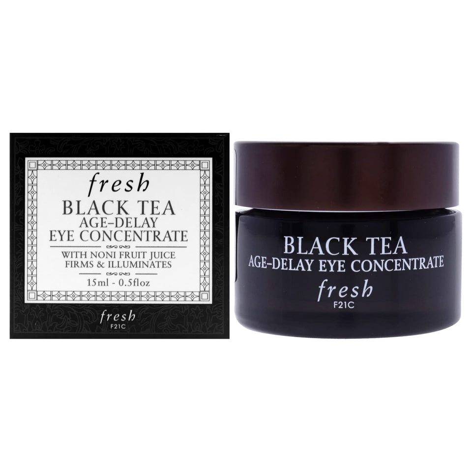Fresh Black Tea Age Delay Eye Cream bottle highlights hydrating formula
