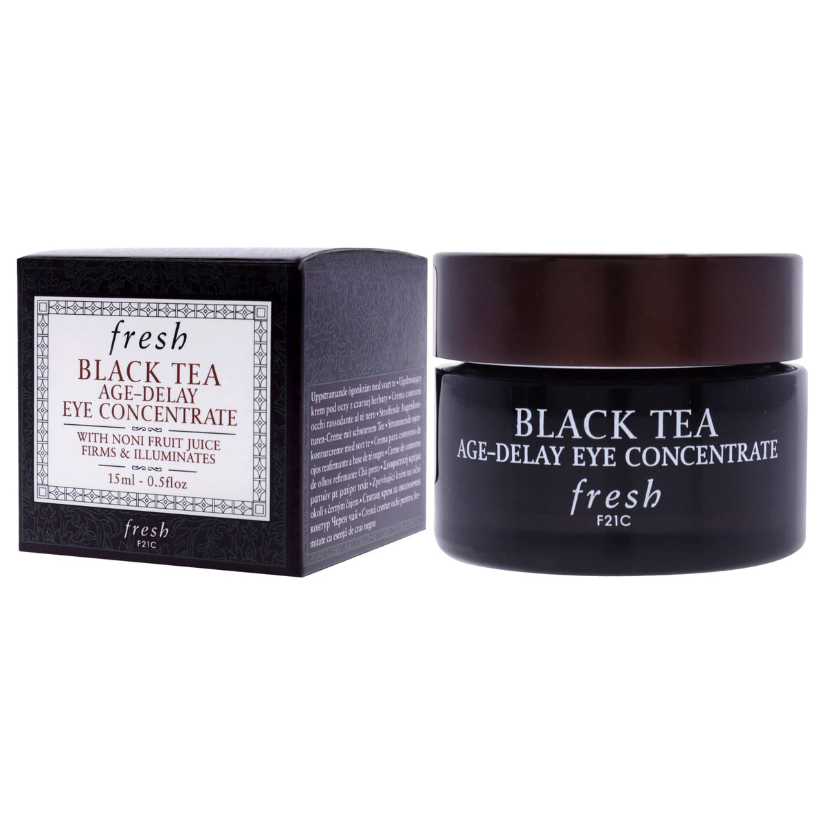 Fresh Black Tea Age Delay Eye Cream applied under makeup for a smooth base