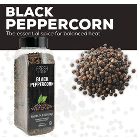 Fresh Finest Black Peppercorns grinder-ready, perfect for fresh ground seasoning.