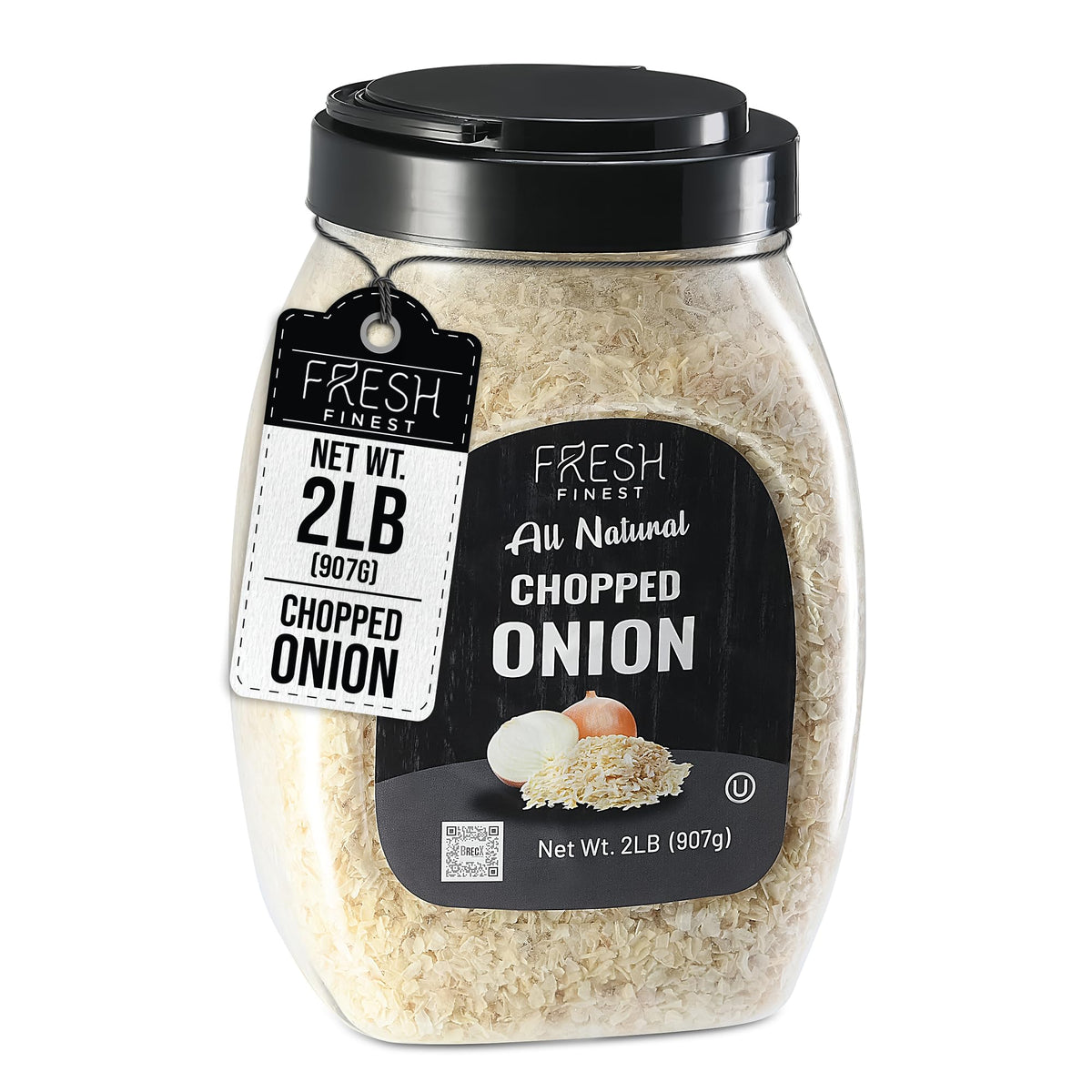 Fresh Finest bulk onions jar closeup for convenient pantry flavor for quick meals.