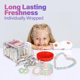 Close-up of Fresh Finest candy rings, detailed edible jewelry.