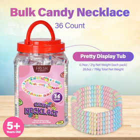Fresh Finest candy necklaces in individually wrapped units for freshness.