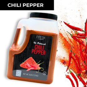 Fresh Finest chili powder bulk measuring setup in kitchen