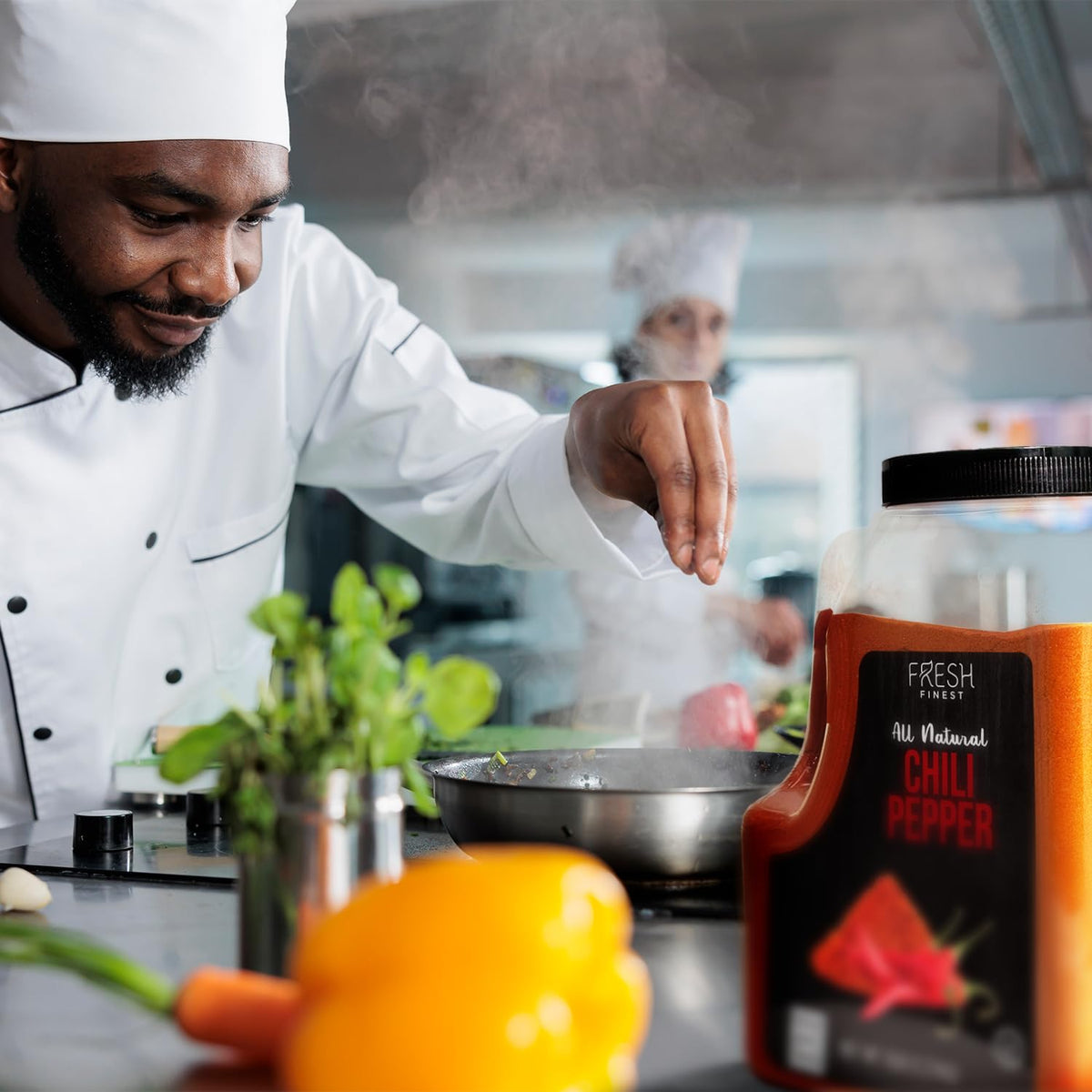 Fresh Finest chili powder rubbed on meat for savory crust
