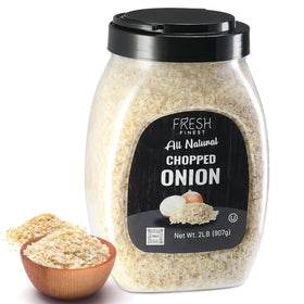 Fresh Finest dehydrated onion flakes in bowl demonstrate fast flavor addition for sauces.