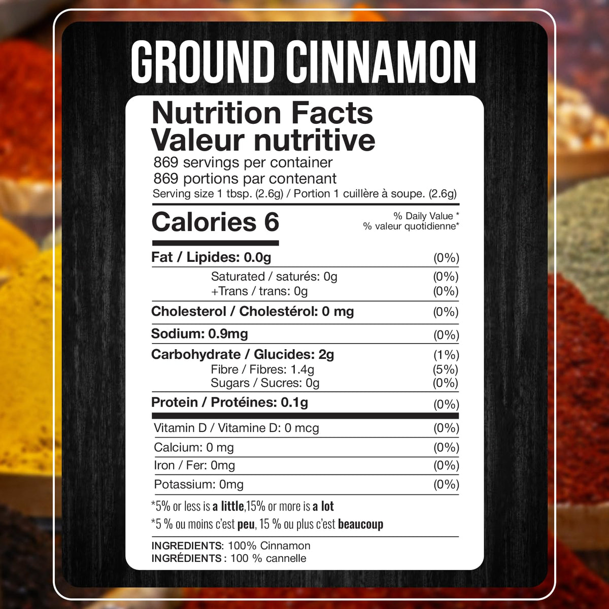 Fresh Finest ground cinnamon powder closeup shows fine texture and rich aroma.