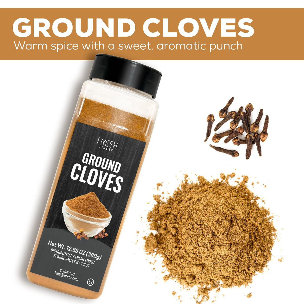 Fresh Finest Ground Clove being scooped for recipe prep.