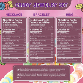 Fresh Finest candy necklaces in pastel hues, wearable snacks for parties.