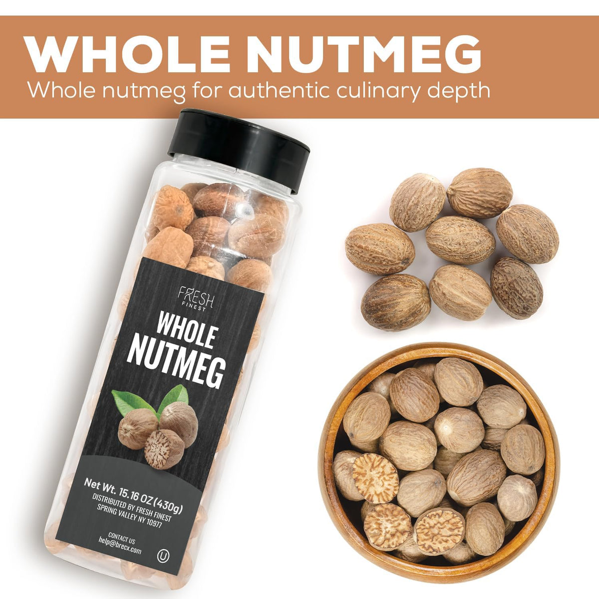 Fresh Finest Nutmeg jar with label, perfect for gifting or everyday use.