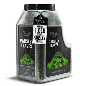 Fresh Finest parsley flakes in a bulk jar add vibrant color and fresh aroma.