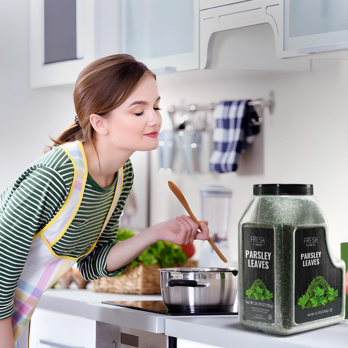 Dried parsley herb idea with Fresh Finest branding for bulk cooking.