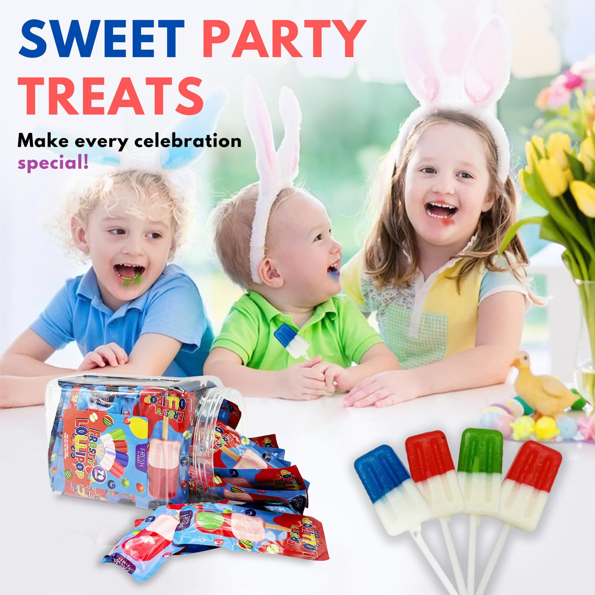 Fresh Finest lollipops ready for party favors and gifting in colorful packs