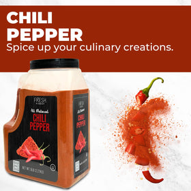 Fresh Finest chili powder sprinkled on pizza as vibrant topping