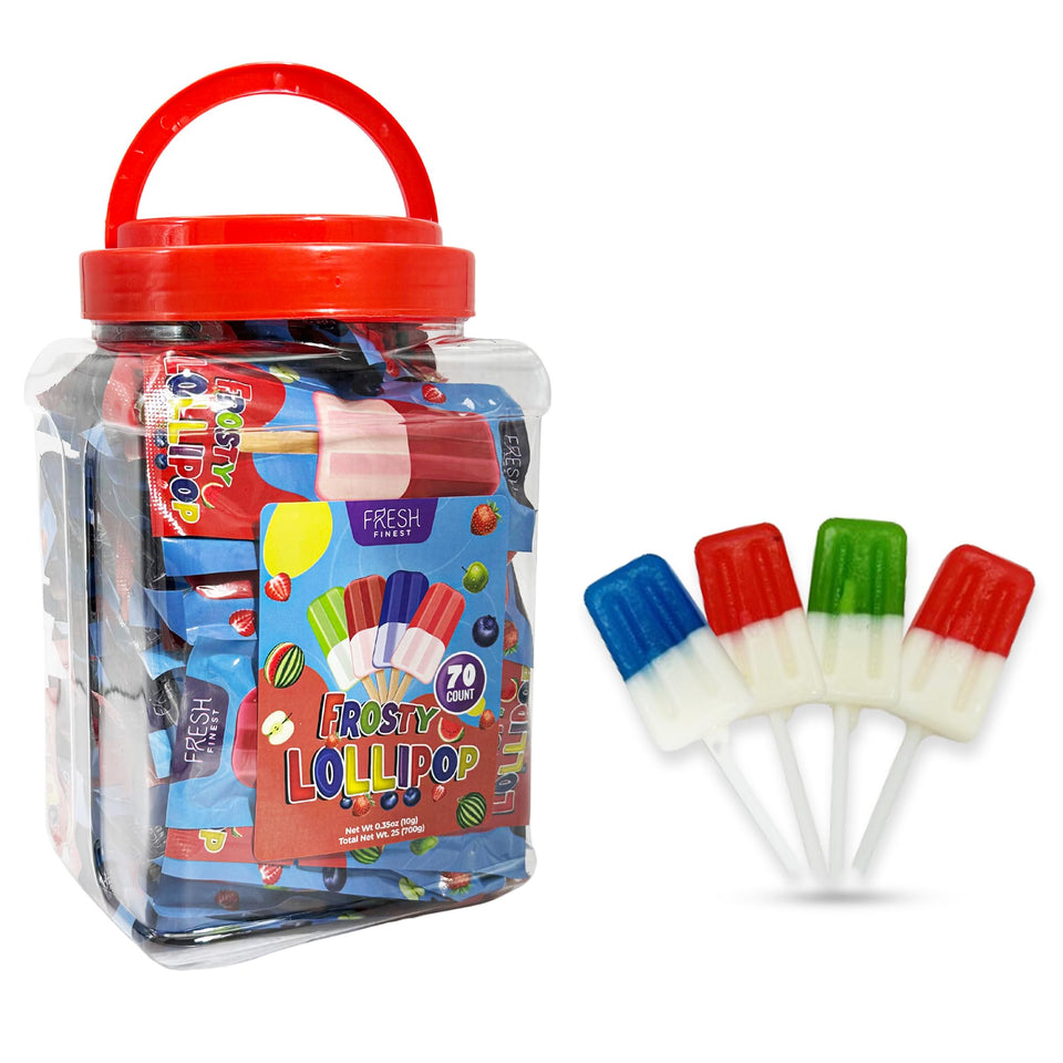 Fresh Finest popsicle bulk 70-pack showing a rainbow of flavors for celebrations