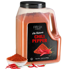 Fresh Finest ground red pepper powder close-up showing rich color