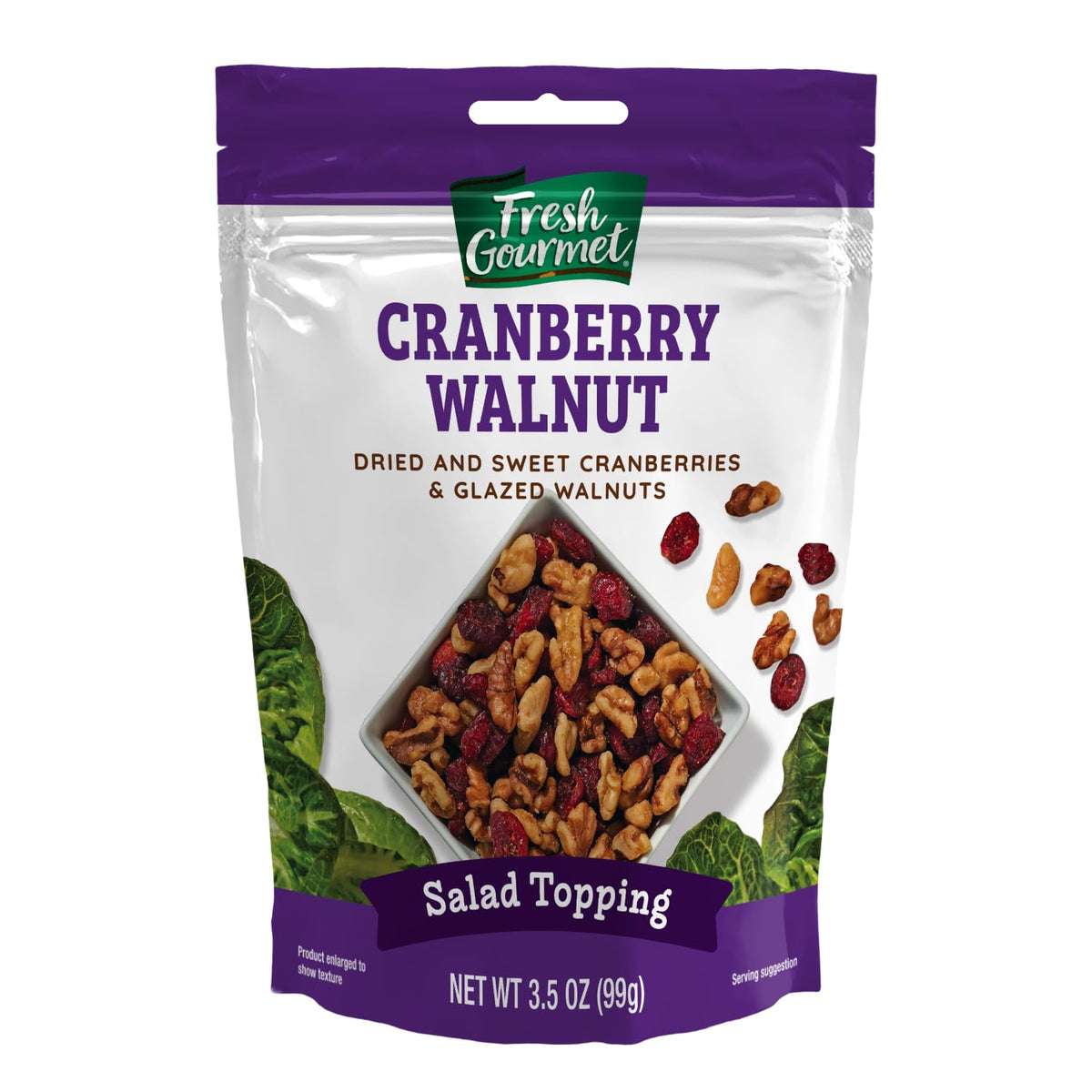 Fresh Gourmet cranberries-walnuts blend in a bowl, adding savory-sweet crunch.