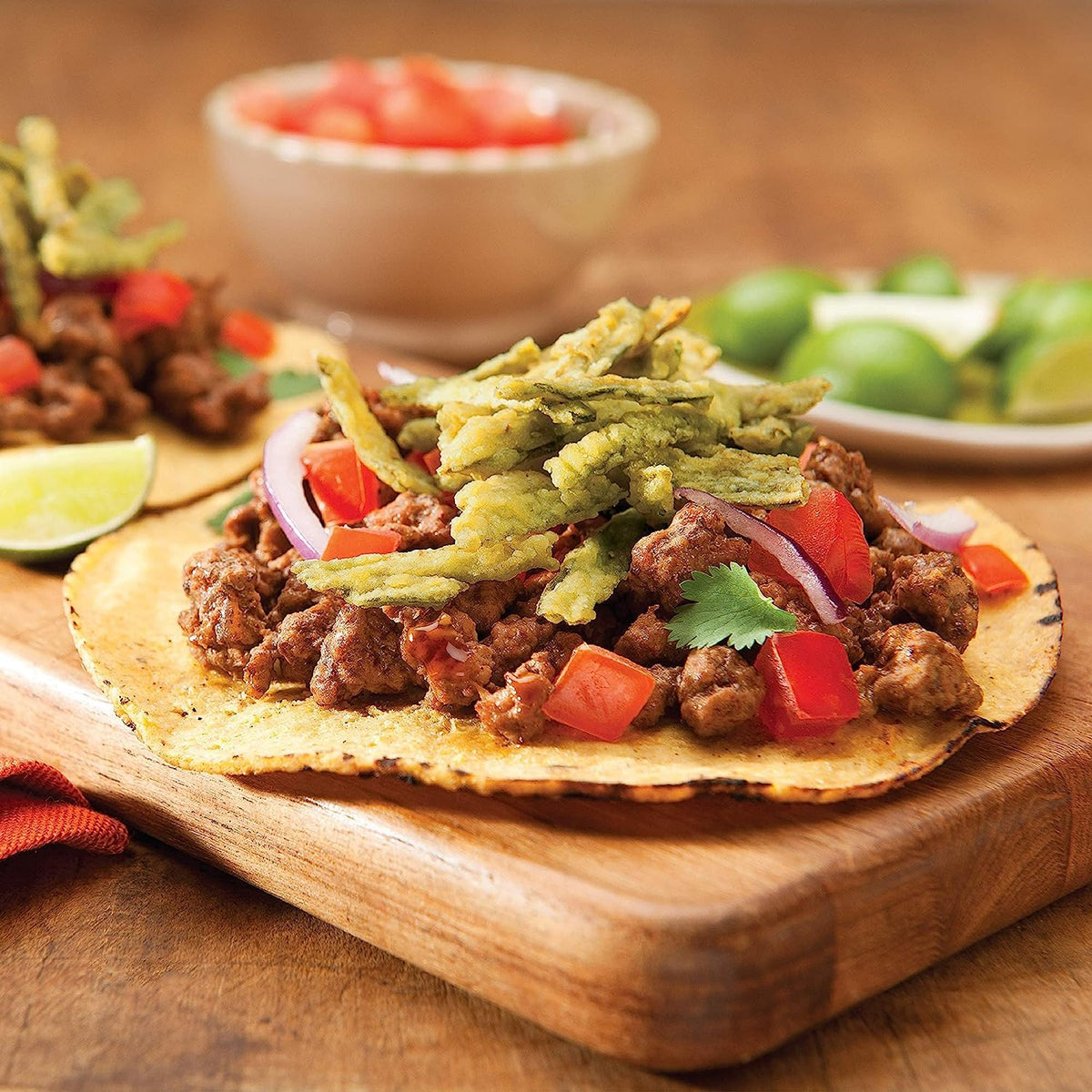 Fresh Gourmet crispy jalapenos sprinkled on nachos for extra texture