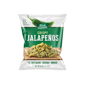 Fresh Gourmet Crispy Jalapenos pack front, ready to add bold crunch.