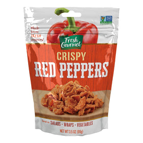 Fresh Gourmet Crispy Red Peppers in a resealable bag for easy snacking.