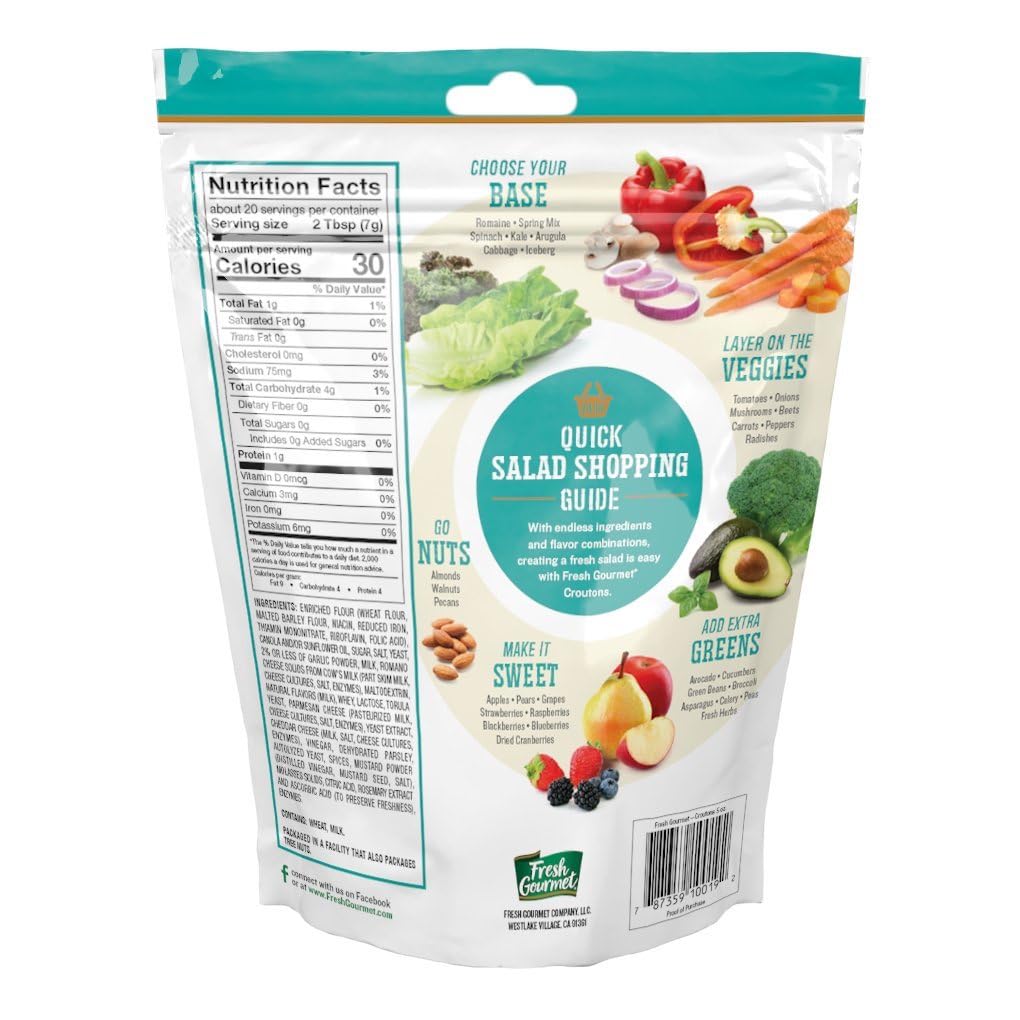 Fresh Gourmet croutons in resealable bag stay fresh between servings
