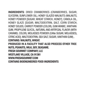 Fresh Gourmet resealable bag keeps cranberries and walnuts fresh between uses.