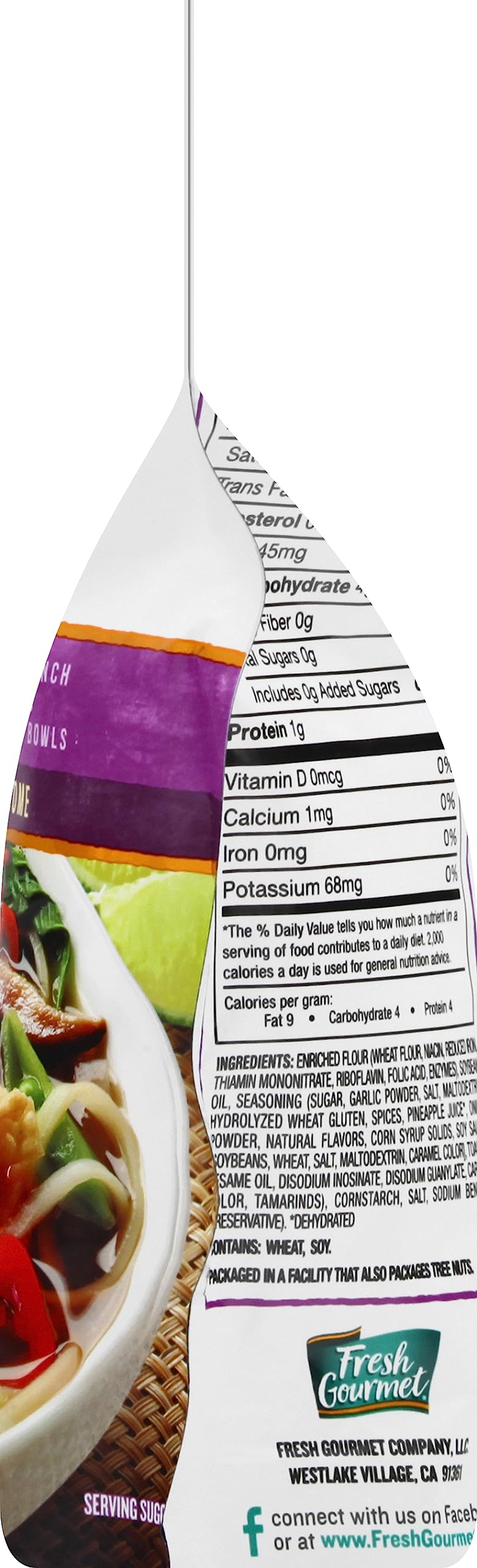 Fresh Gourmet resealable bag keeps wonton strips fresh after opening