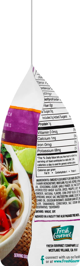 Fresh Gourmet resealable bag keeps wonton strips fresh after opening
