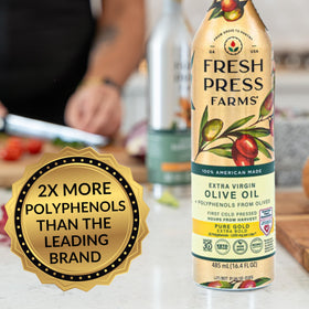 Fresh Press Farms Georgia Grown EVOO bottle with spout for easy sautéing