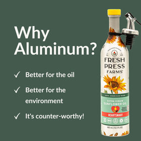 Rich amber texture of Fresh Press Farms oil in a bottle.